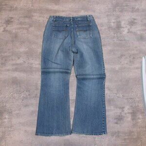 Baggy Relax Fit Flair Relax Fir Wide Legged Mid-Wash Denim Blue Jean's Pant's